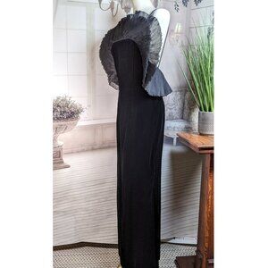 Vintage Nolan Miller Dynasty Collection Couture Origami Black Velvet Gown Sz 8